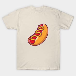 Hotdog Cartoon IIustration T-Shirt